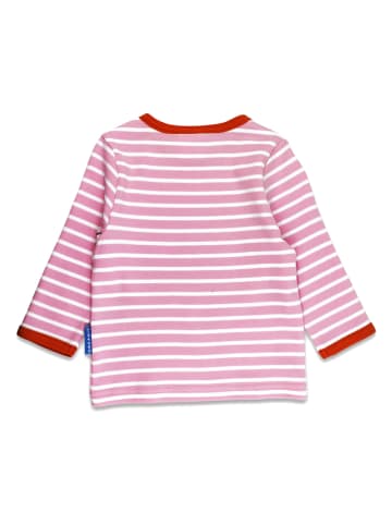 Toby Tiger Longsleeve in Rosa/ Weiß/ Braun