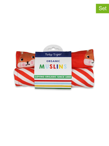 Toby Tiger 2er-Set: Musselintücher in Rot