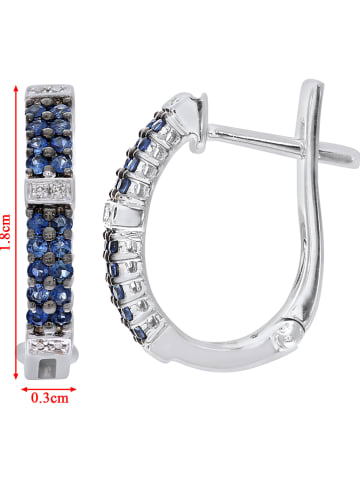 Revoni Złote kolczyki-kreole z diamentami i szafirami