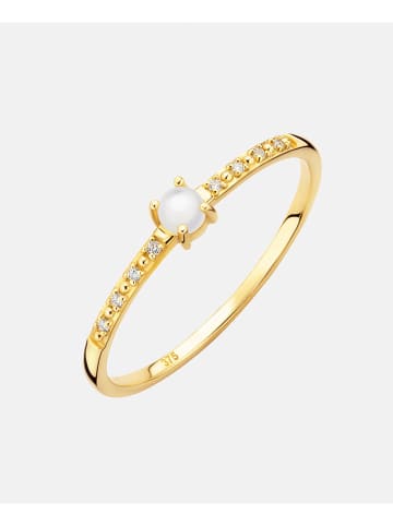 Revoni Gold-Ring mit Diamanten und Perle