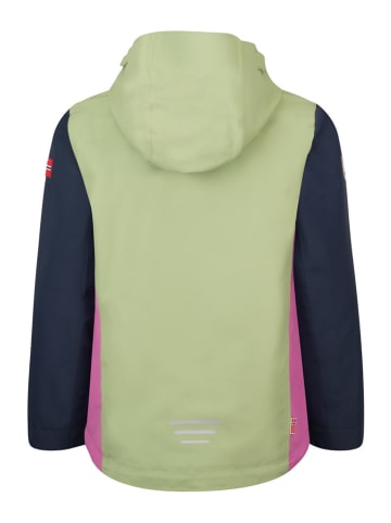 Trollkids Functionele jas "Telemark" groen/donkerblauw/lichtroze