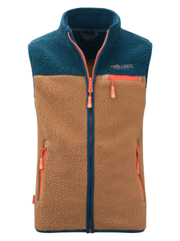 Trollkids Fleece bodywarmer "Hemsedal" lichtbruin