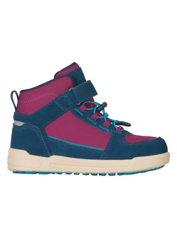 Trollkids Leder-Wanderboots "Gryllefjord Mid Cut" in Beere/ Blau