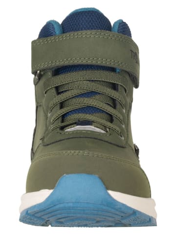 Trollkids Skórzane botki turystyczne "Stavanger Mid Cut XT" w kolorze khaki