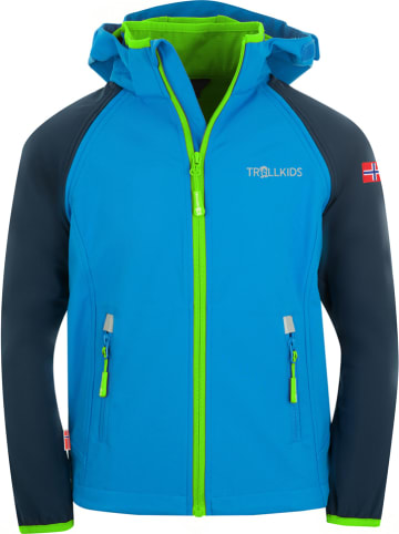 Trollkids Afritssoftshelljas "Rondane XT" lichtblauw/donkerblauw