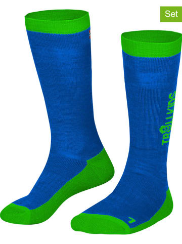 Trollkids 2er-Set: Ski-/ Snowboardsocken "Kids Ski" in Blau