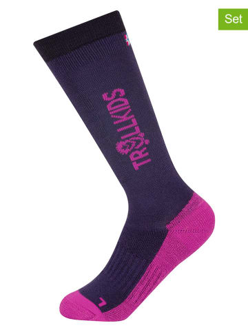 Trollkids 2er-Set: Ski-/ Snowboardsocken "Kids Ski" in Lila