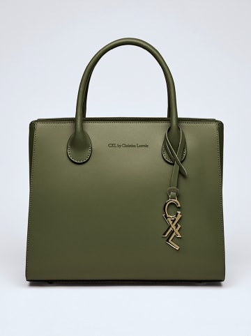 CXL by Christian Lacroix Leder-Henkeltasche "Montaigne" in Khaki - (B)31 x (H)26 x (T)15 cm