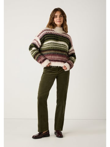 More & More Pullover in Dunkelgrün/ Bordeaux/ Creme