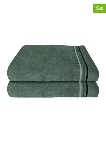 Schiesser 2-delige set: badhanddoeken "Skyline" groen