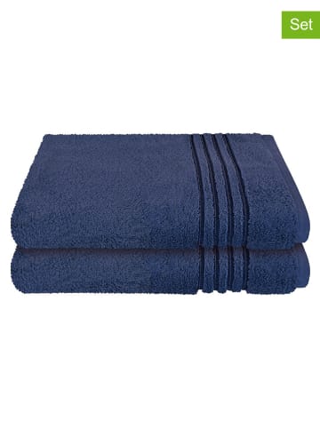 Schiesser 2-delige set: badhanddoeken ''Milano'' donkerblauw