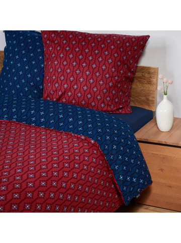Schiesser Feinbiber-Bettwäsche-Set ''Nahla'' in Rot/ Dunkelblau