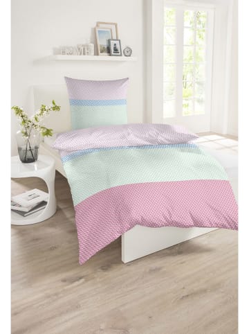 Schiesser Renforcé-Bettwäsche-Set "Tomke" in Pink/ Grün