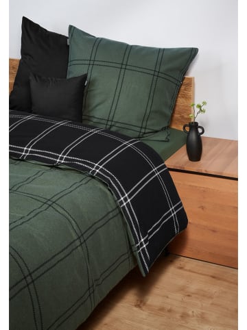 Schiesser Fijnbiber beddengoedset "Ellis" groen/zwart