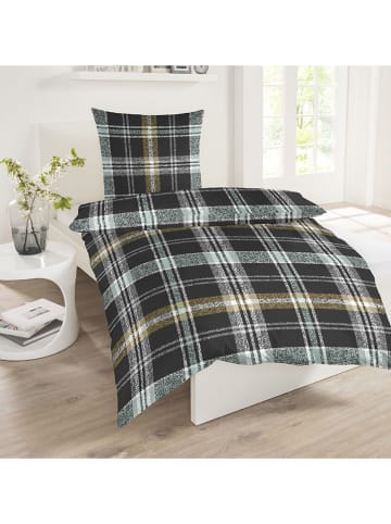 Schiesser Fijnbiber beddengoedset "Scott" grijs/groen