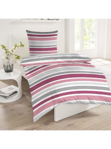 Schiesser Renforcé-Bettwäsche-Set "Sally" in Weiß/ Rosa/ Hellgrau