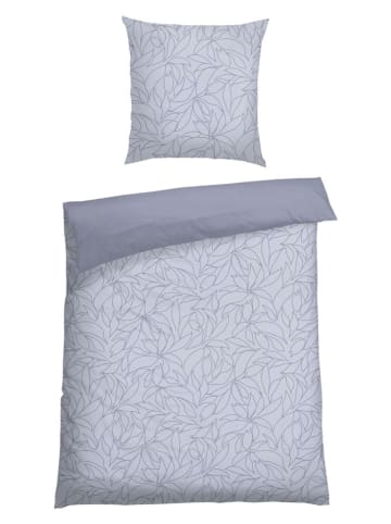 Schiesser Renforcé-Bettwäsche-Set ''Leaves'' in Blaugrau