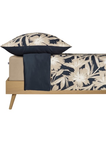 Schiesser Satin-Bettwäsche-Set "Artistic" in Dunkelblau/ Creme