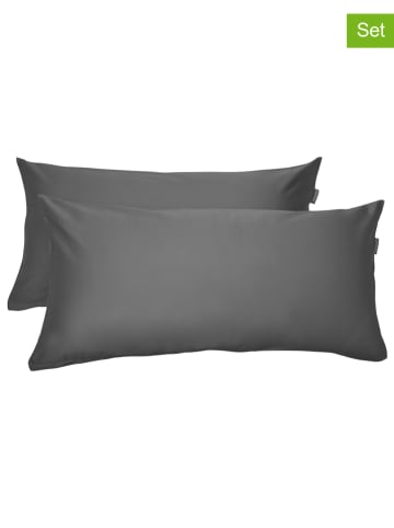 Schiesser 2er-Set: Satin-Kissenhüllen "Ella" in Dunkelgrau