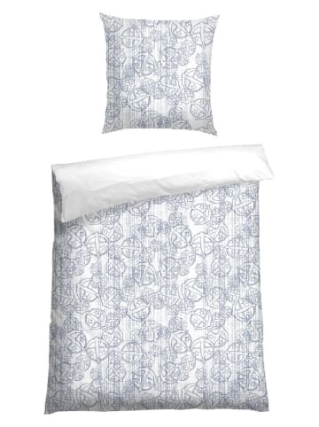 Schiesser Renforcé beddengoedset "Nora" wit/blauw