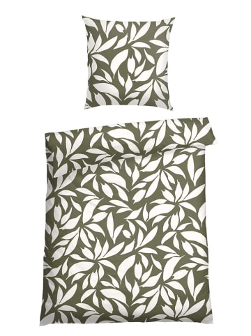 Schiesser Fijnbiber beddengoedset "Leaf" groen/wit
