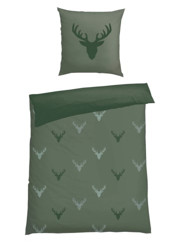 Schiesser Feinbiber-Bettwäsche-Set ''Emil'' in Grün