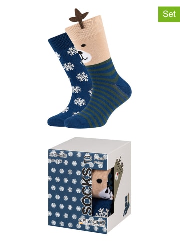 camano 2er-Set: Socken in Blau/ Beige