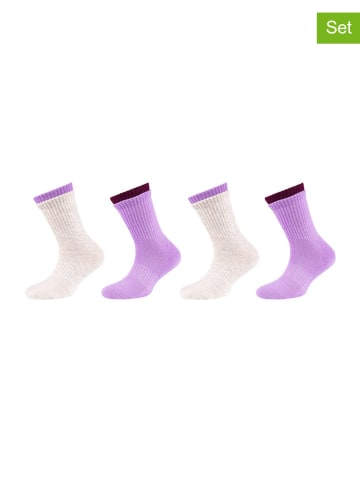 s.Oliver 4er-Set: Socken in Creme/ Lila