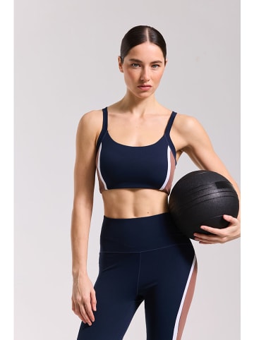 Onamaste Sport-BH "Malte" in Dunkelblau/ Hellbraun/ Weiß - Medium