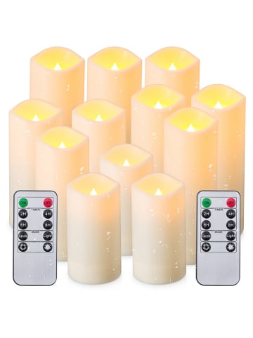 Onamaste 14-delige set: ledkaarsen met afstandsbedieningen crème