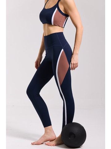 Onamaste Trainingsleggings "Malte" in Dunkelblau/ Hellbraun/ Weiß