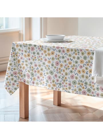 Mint Rugs Tafellaken "Floral And Tropical Thelma" wit/lichtroze/groen