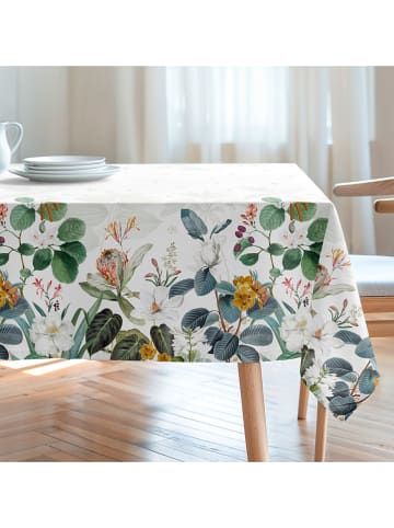 Mint Rugs Obrus "Floral And Tropical Anais" w kolorze biało-zielono-żółtym