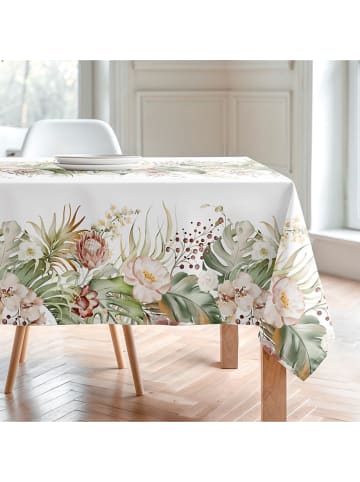 Mint Rugs Tafellaken "Floral And Tropical Cintia" wit/groen/lichtroze