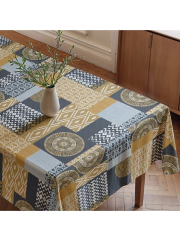 Mint Rugs Tafellaken "Nordic Patch" blauw/mosterdgeel