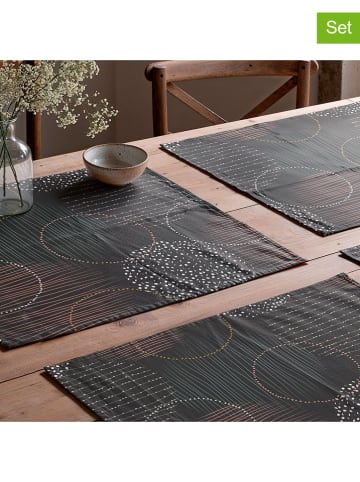 Mint Rugs 2-delige set: placemats "Naroa" antraciet/geel/wit - (L)50 x (B)40 cm