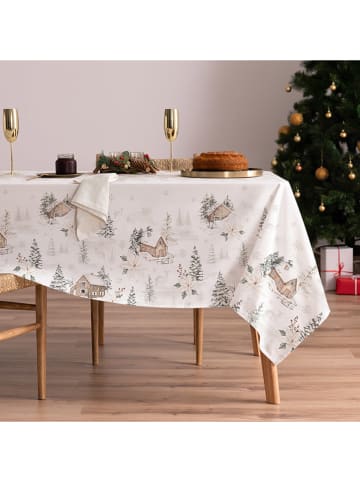 Mint Rugs Obrus "Christmas Ralphie" w kolorze biało-zielono-jasnobrązowym