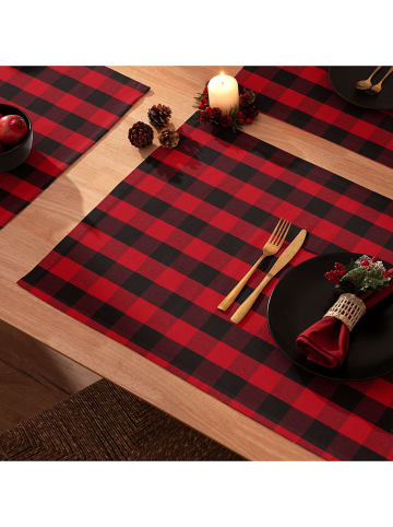 Mint Rugs 2-delige set: placemats "Christmas Xenia" rood/zwart - (L)50 x (B)40 cm