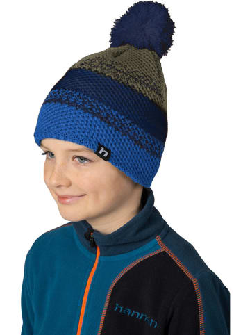 Hannah Muts met pompon "Otik II" kaki/blauw