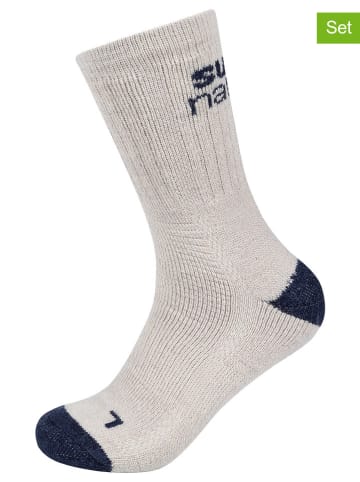super.natural 2-delige set: functionele sokken "Cosy" wit/donkerblauw