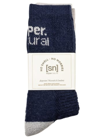super.natural 2-delige set: functionele sokken "Cosy" wit/donkerblauw
