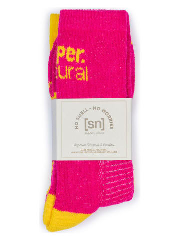 super.natural 2-delige set: functionele sokken roze/geel