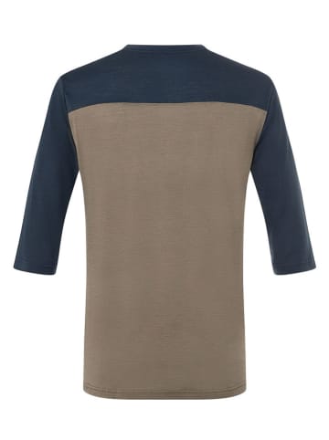super.natural Koszulka kolarska "Contrast" w kolorze beżowo-granatowym