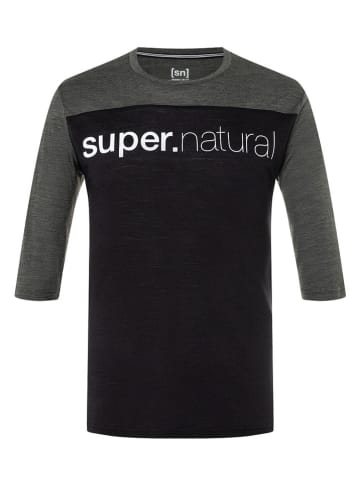 super.natural Koszulka kolarska "Contrast" w kolorze antracytowo-czarnym