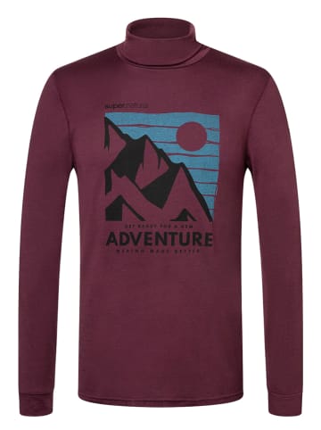 super.natural Longsleeve "Adventure Turtle" bordeaux