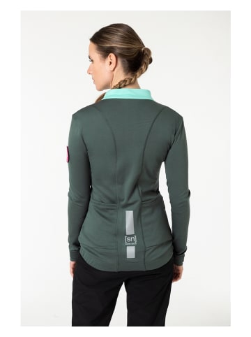 super.natural Koszulka kolarska "Grava" w kolorze zielonym