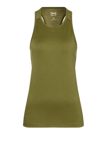 super.natural Top sportowy "Grava" w kolorze khaki