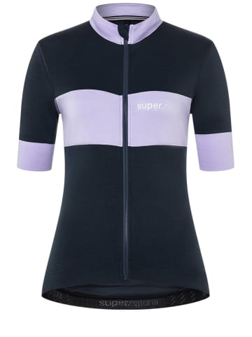 super.natural Koszulka kolarska "Grava" w kolorze granatowym