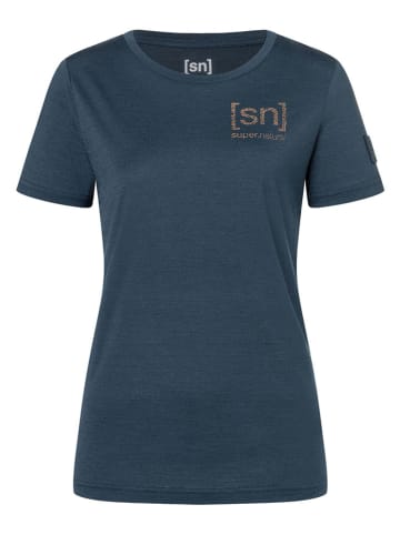 super.natural Koszulka funkcyjna "Lines" w kolorze granatowym