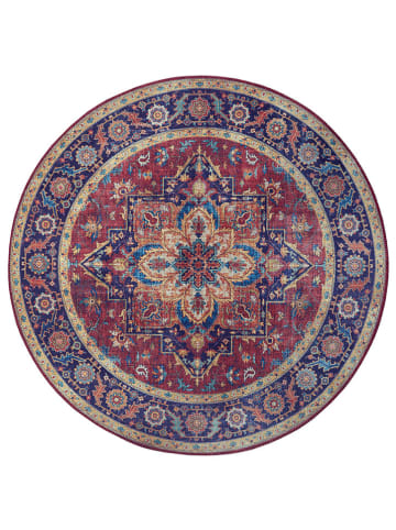 Oriental Laagpolig tapijt ''Nouristan'' donkerblauw/rood